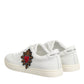 White Leather Sacre Heart Patch Sneakers  Shoes
