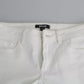 White Cotton Slim Fit Mid Waist Skinny Trouser Jeans