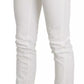 White Cotton Slim Fit Mid Waist Skinny Trouser Jeans