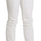 White Cotton Slim Fit Mid Waist Skinny Trouser Jeans