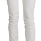 White Cotton Slim Fit Mid Waist Skinny Trouser Jeans