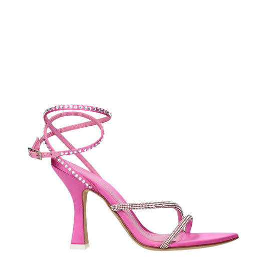 Pink Satin Stiletto Heels Sandals
