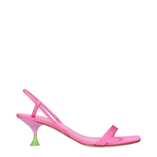 Pink Fabric Stiletto Heels Sandals