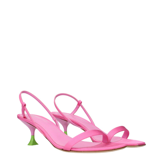 Pink Fabric Stiletto Heels Sandals