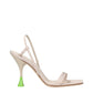 Beige Fabric Stiletto Heels Sandals