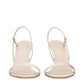 Beige Fabric Stiletto Heels Sandals