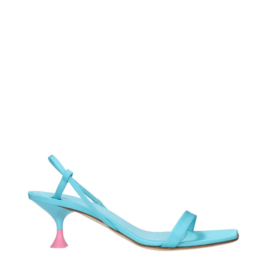 Blue Fabric Stiletto Heels Sandals