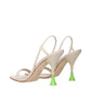 Beige Fabric Stiletto Heels Sandals