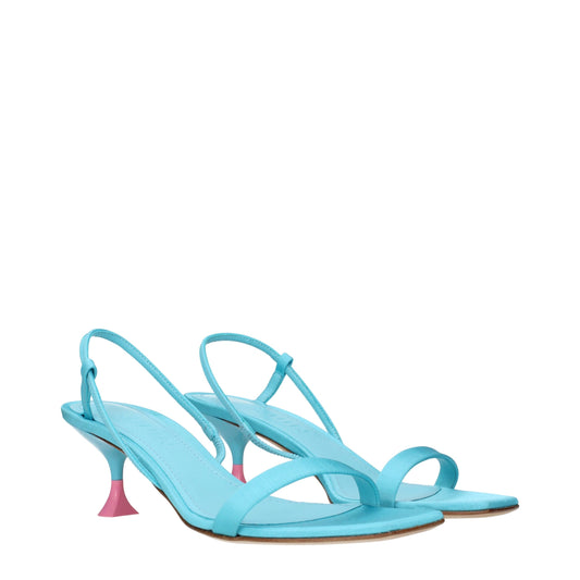 Blue Fabric Stiletto Heels Sandals