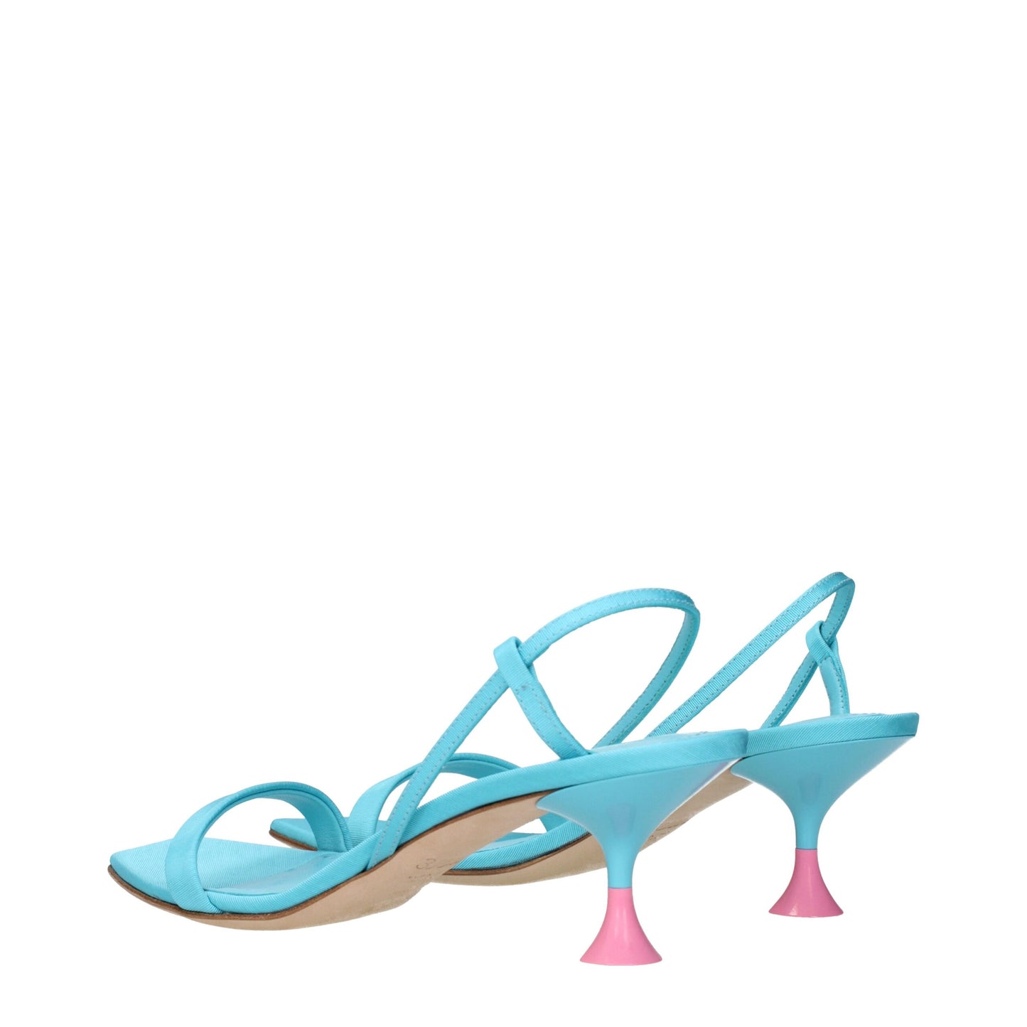Blue Fabric Stiletto Heels Sandals