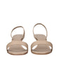 Beige Leather Flat Sandals