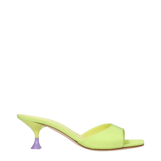Green Fabric Stiletto Heels Sandals
