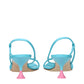 Blue Fabric Stiletto Heels Sandals
