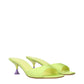 Green Fabric Stiletto Heels Sandals