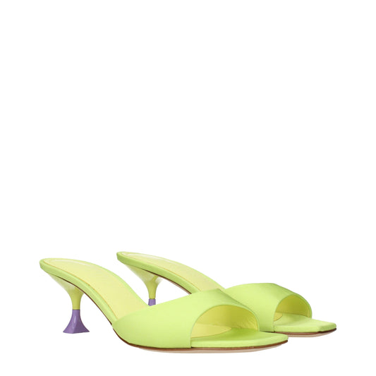 Green Fabric Stiletto Heels Sandals