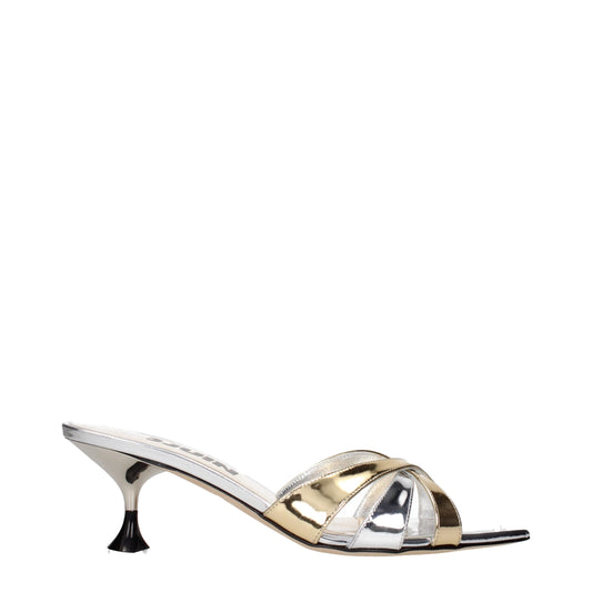 Gray Leather Stiletto Heels Sandals
