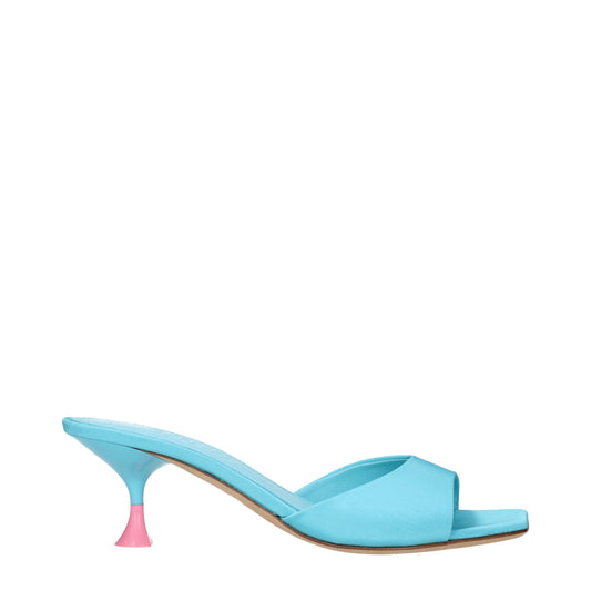 Blue Fabric Stiletto Heels Sandals