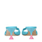 Blue Fabric Stiletto Heels Sandals