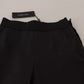 Black Leather Elastic Waist Trouser Pants
