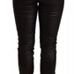 Black Leather Elastic Waist Trouser Pants