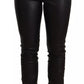 Black Leather Elastic Waist Trouser Pants