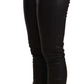 Black Leather Elastic Waist Trouser Pants