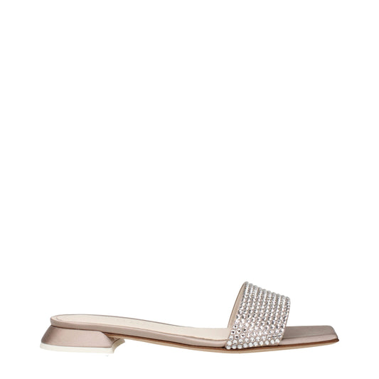 Beige Satin Slippers Sandals