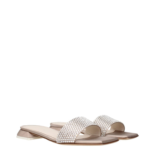 Beige Satin Slippers Sandals