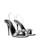 Gray Leather Stiletto Heels Sandals