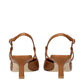 Brown Leather Mid Heel Pumps