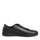Black Leather Crystal Heart Sneakers  Shoes