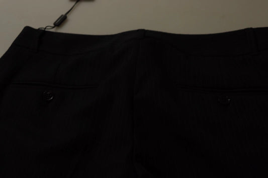 Black Stripes Mid Waist Trouser Pants