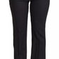 Black Stripes Mid Waist Trouser Pants