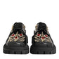 Black Leather Jeweled Crystals Derby Shoes