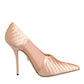Cipria Nude Satin Mesh Stiletto Pumps Shoes