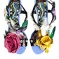 Multicolor Floral Appliqué Crystal Sandal Shoes