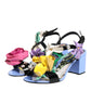 Multicolor Floral Appliqué Crystal Sandal Shoes