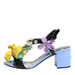 Multicolor Floral Appliqué Crystal Sandal Shoes