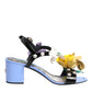 Multicolor Floral Appliqué Crystal Sandal Shoes