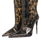 Leopard Print PVC Pointed Toe Boots Shoes