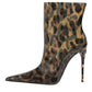 Leopard Print PVC Pointed Toe Boots Shoes