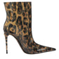 Leopard Print PVC Pointed Toe Boots Shoes