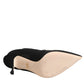 Black White Embroidered Jersey Stiletto Boots Shoes