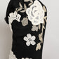Black White Embroidered Jersey Stiletto Boots Shoes