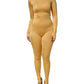 Gold Yellow Stretch Long Sleeve Bodysuit Dress