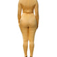 Gold Yellow Stretch Long Sleeve Bodysuit Dress