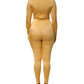 Gold Yellow Stretch Long Sleeve Bodysuit Dress
