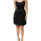 Black Silk Blend Lace Trim Sleeveless Mini Dress