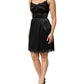 Black Silk Blend Lace Trim Sleeveless Mini Dress
