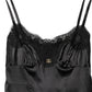 Black Silk Blend Lace Trim Sleeveless Mini Dress